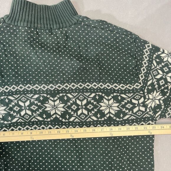VTG PBX Basics Green Fair Isle Knit 1/4 Zip Sweater Size XL Retro Ski Winter - Picture 4 of 7